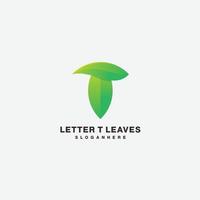 letter t leave icon design gradient color vector