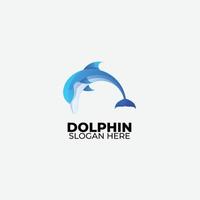 gradient color dolphin design logo vector