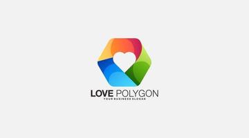 Gradient love polygon vector logo design illustration