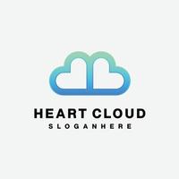 heart cloud design logo gradient colorful vector