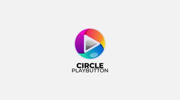 Gradient circle play button vector logo design template