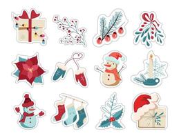 Big set of Christmas stickers vector
