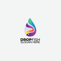 gota pescado diseño logotipo icono icono colorido vector