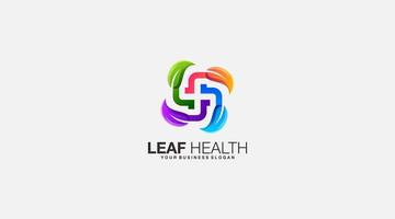 Gradient leaf health vector design logo template