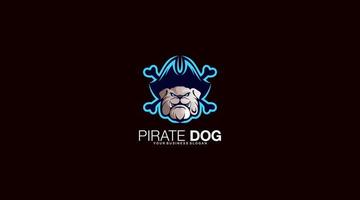 Pirate dog vector logo design template icon