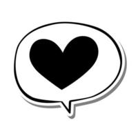 Monochrome Heart in speech bubble on white silhouette and gray shadow. Vector illustration Valentine Theme for decoration or any design.