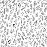 Black line Flores Garden seamless pattern. Design for paper, covers, cards, fabrics, background and any. Vector illustration about Nature doodle.