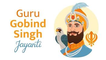 gurú gobind singh jayanti. festival y celebración sikh en punjab. ilustración vectorial vector