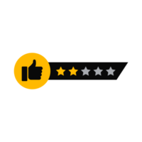 Two stars rating png with transparent background