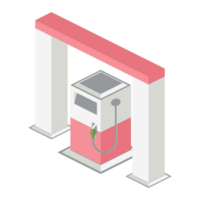 estación de servicio de gasolina isométrica conjunto de colección de escenarios universales 3d png