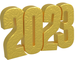 2023 3D rendering gold text png