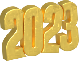 2023 3D rendering gold text png