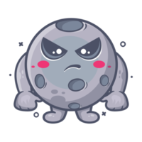 serious moon character mascot with angry expression isolated cartoon in flat style design png