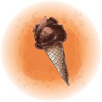 Watercolor Chocolate Ice Cream in a Sweet Cone Graphics 05 vector