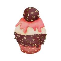 Watercolor Realistic Cupcake Muffin Graphics 07 vector