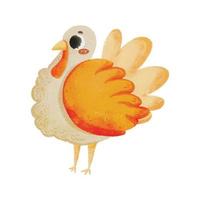 gráficos de animales de granja de pavo de acuarela vector