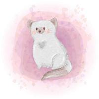 Watercolor Cute Siamese Cat Illustration 01 vector