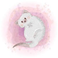 Watercolor Cute Siamese Cat Illustration 02 vector