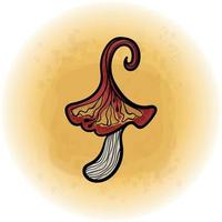 Scandinavian Floral Mushroom Stylized with Watercolor Splash Background 03 vector