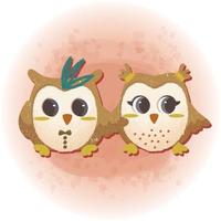 Couple Cute Owl for Valentines Day Lovers Graphic Illustration 08 vector