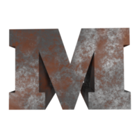 iron rusty text effect letter M. 3d render png