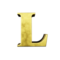 gold text effect letter L. 3d render png