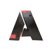 sci-fi text effect letter A. 3d render png