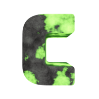 uranium text effect letter C. 3d render png