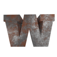 iron rusty text effect letter w. 3d render png