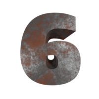 iron rusty text effect number 6. 3d render png