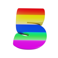 rainbow text effect number 5. 3d render png