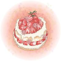 Realistic Watercolor Strawberry Flavor Cake Graphics 04 vector