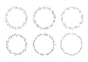 Doodle Floral Round Frames Wreath Vector Illustrations 01