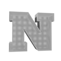 wireframe text effect letter N. 3d render png