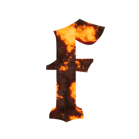 efecto de texto de lava letra f. renderizado 3d png