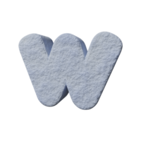 snow text effect letter w. 3d render png