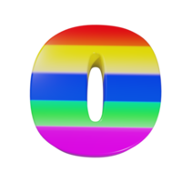 efecto de texto del arco iris letra o. renderizado 3d png