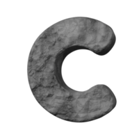 stone text effect letter C. 3d render png