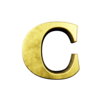 gold text effect letter C. 3d render png