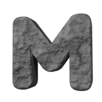 efecto de texto de piedra letra m. renderizado 3d png