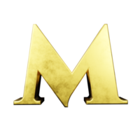 gold text effect letter M. 3d render png
