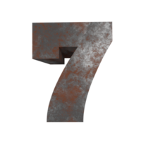 iron rusty text effect number 7. 3d render png