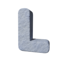 efecto de texto de nieve letra l. renderizado 3d png