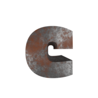 iron rusty text effect letter c. 3d render png