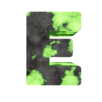 uranium text effect letter E. 3d render png