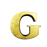 guld text effekt brev g. 3d framställa png