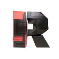 sci-fi text effect letter R. 3d render png