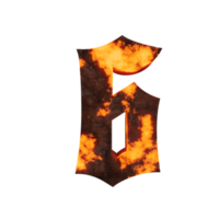 efecto de texto de lava número 6. render 3d png