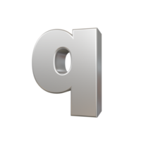 steel text effect letter q. 3d render png