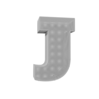 wireframe text effect letter J. 3d render png